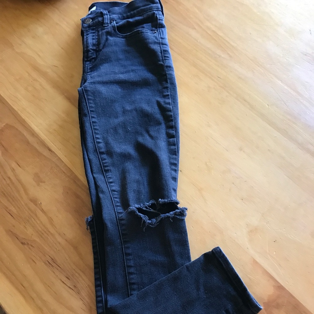 J.CREW ripped stretch skinny jeans.